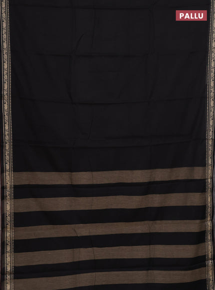 Narayanpet cotton saree black with plain body and thread woven border