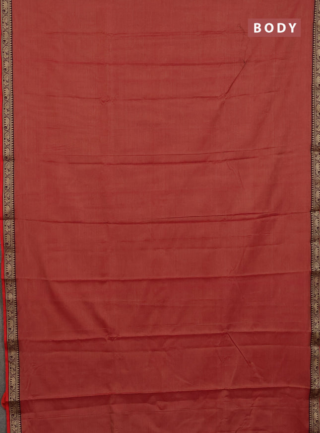 Narayanpet cotton saree red shade and red with plain body and thread woven border