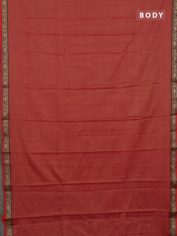Narayanpet cotton saree red shade and red with plain body and thread woven border