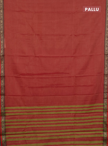 Narayanpet cotton saree red shade and red with plain body and thread woven border