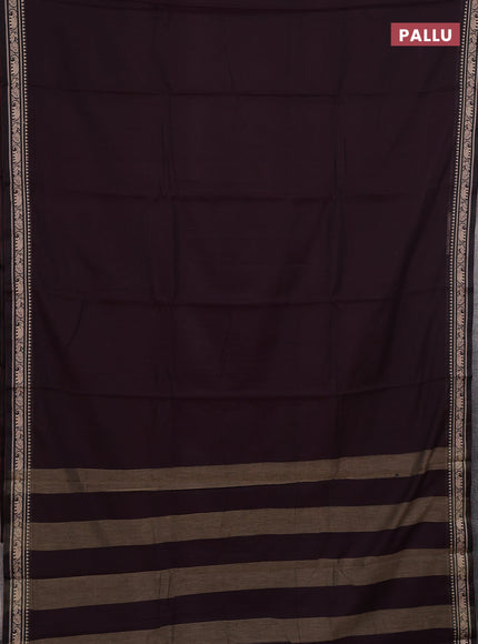 Narayanpet cotton saree deep wine with plain body and thread woven border