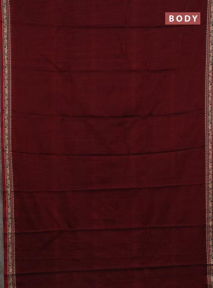 Narayanpet cotton saree deep maroon with plain body and thread woven border
