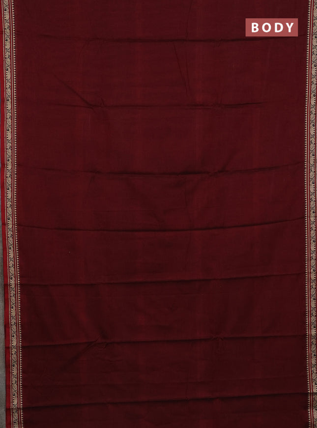Narayanpet cotton saree deep maroon with plain body and thread woven border