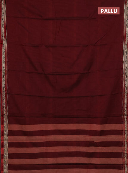 Narayanpet cotton saree deep maroon with plain body and thread woven border