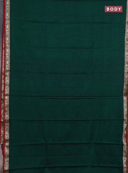 Narayanpet cotton saree green and maroon with plain body and thread woven border