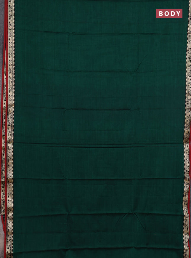 Narayanpet cotton saree green and maroon with plain body and thread woven border