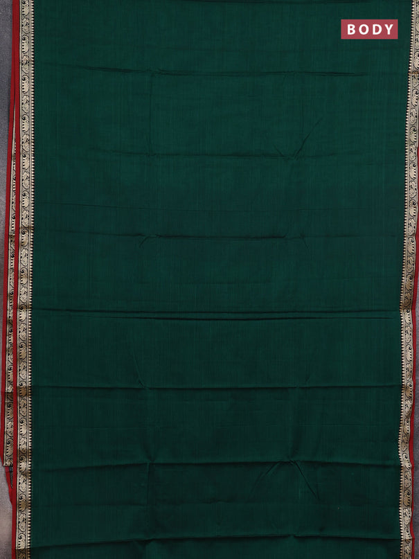 Narayanpet cotton saree green and maroon with plain body and thread woven border