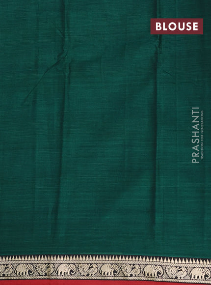 Narayanpet cotton saree green and maroon with plain body and thread woven border