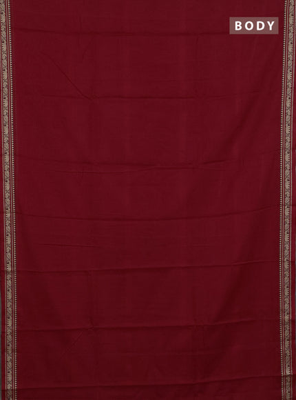 Narayanpet cotton saree red  with plain body and thread woven border