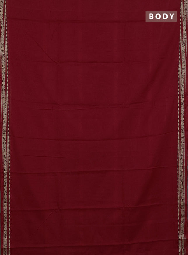 Narayanpet cotton saree red  with plain body and thread woven border