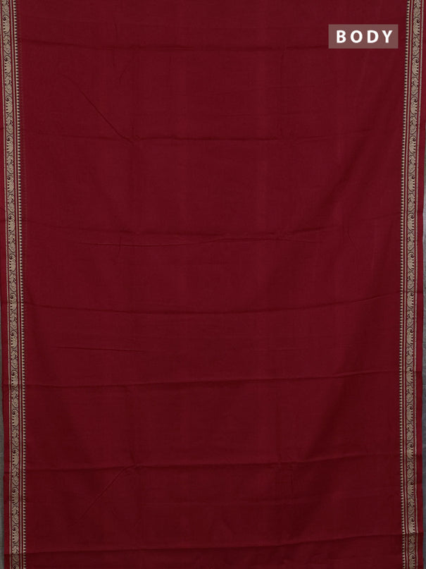 Narayanpet cotton saree red  with plain body and thread woven border