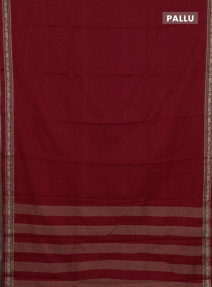 Narayanpet cotton saree red  with plain body and thread woven border