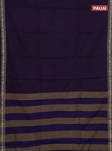 Narayanpet cotton saree violet with plain body and thread woven border
