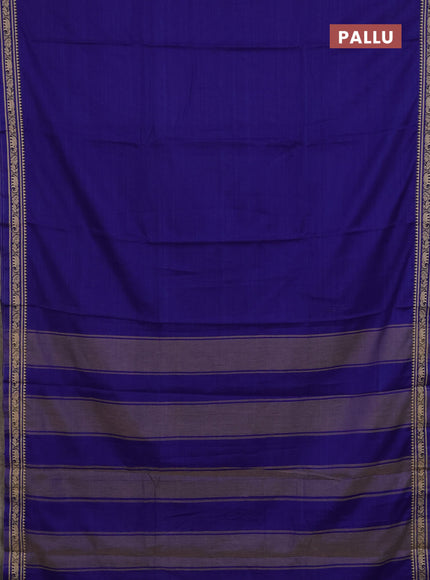 Narayanpet cotton saree blue with plain body and thread woven border