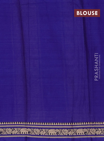 Narayanpet cotton saree blue with plain body and thread woven border