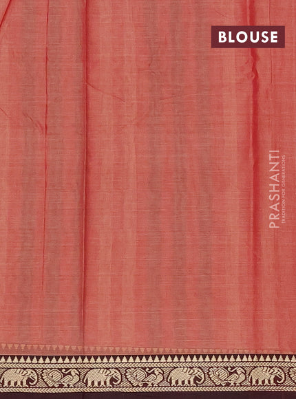 Narayanpet cotton saree red shade and deep maroon with plain body and thread woven border