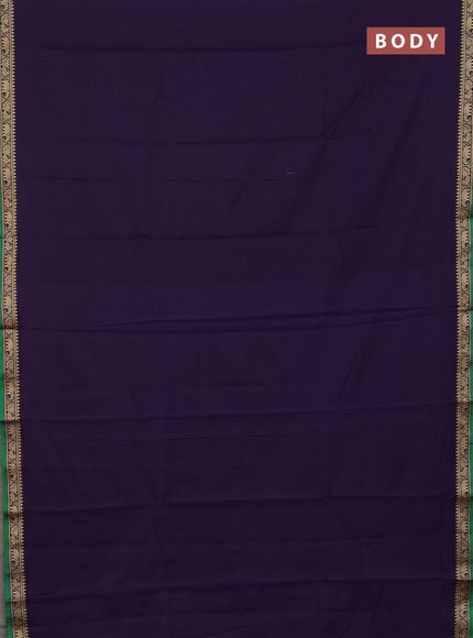 Narayanpet cotton saree violet and green with plain body and thread woven border