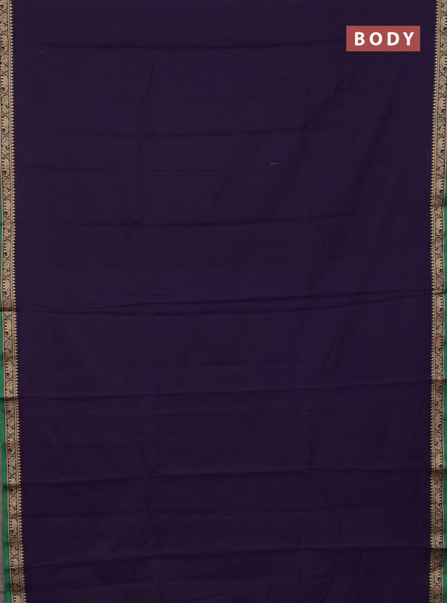 Narayanpet cotton saree violet and green with plain body and thread woven border