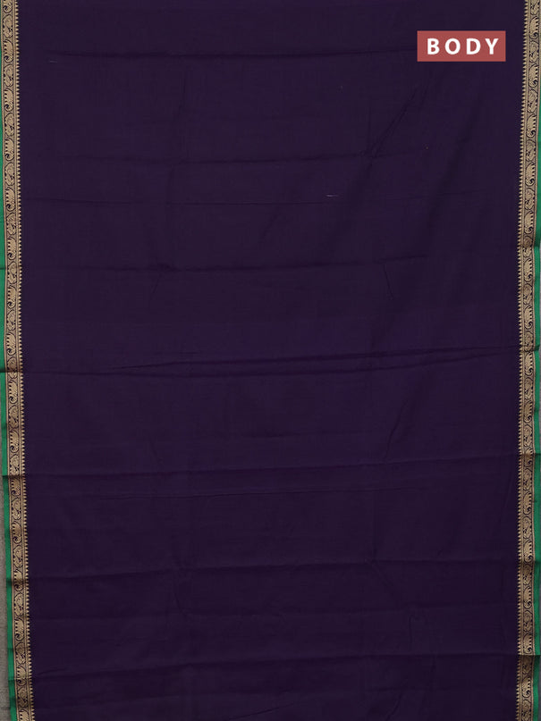 Narayanpet cotton saree violet and green with plain body and thread woven border