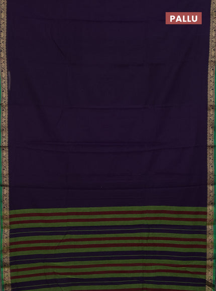 Narayanpet cotton saree violet and green with plain body and thread woven border
