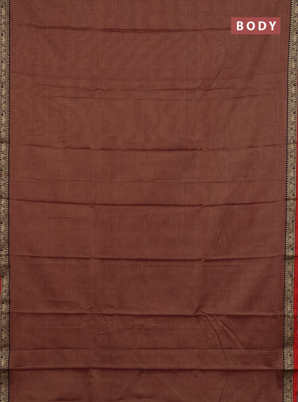 Narayanpet cotton saree rustic orange and maroon with plain body and thread woven border