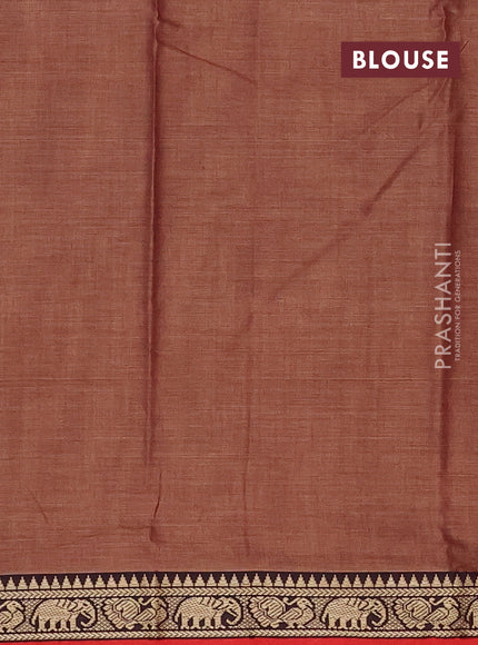 Narayanpet cotton saree rustic orange and maroon with plain body and thread woven border