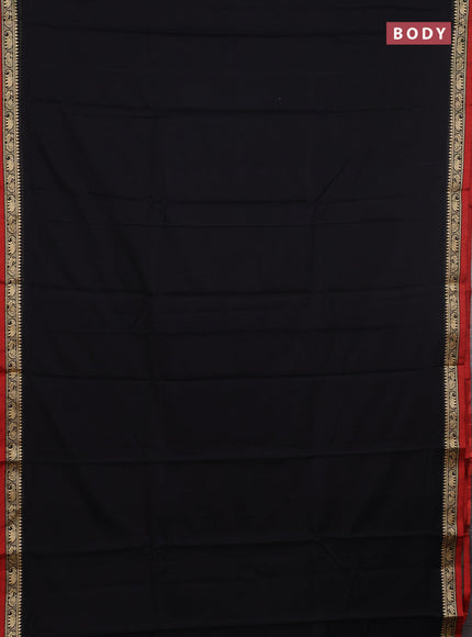 Narayanpet cotton saree black and maroon with plain body and thread woven border