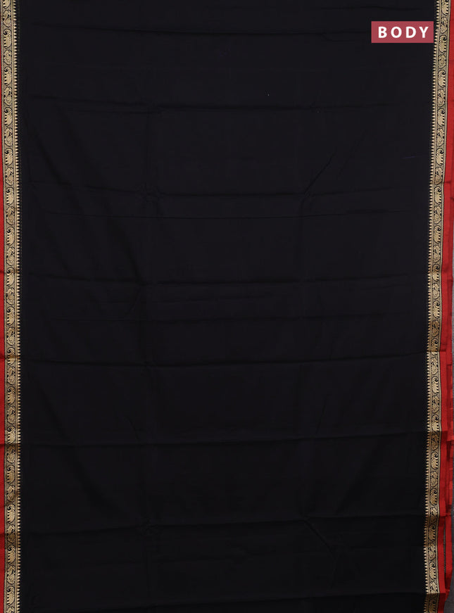 Narayanpet cotton saree black and maroon with plain body and thread woven border