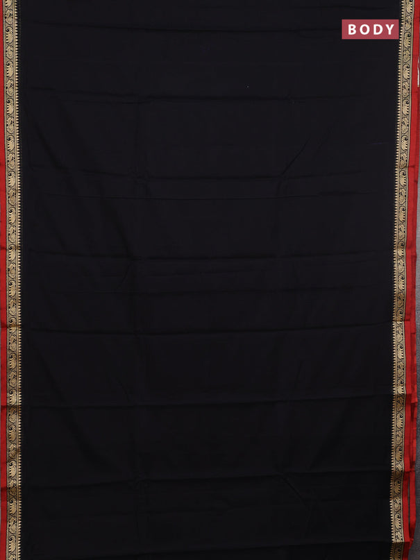 Narayanpet cotton saree black and maroon with plain body and thread woven border