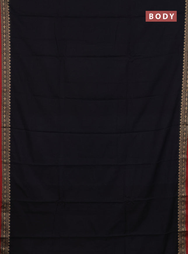 Narayanpet cotton saree black and maroon with plain body and thread woven border