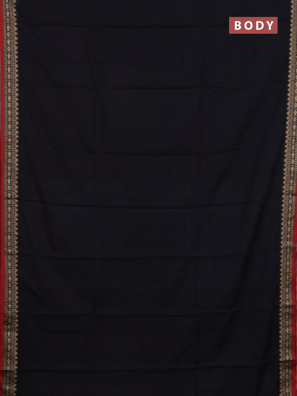 Narayanpet cotton saree black and maroon with plain body and thread woven border
