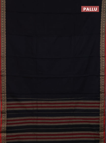 Narayanpet cotton saree black and maroon with plain body and thread woven border