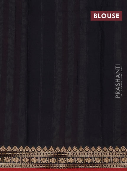 Narayanpet cotton saree black and maroon with plain body and thread woven border