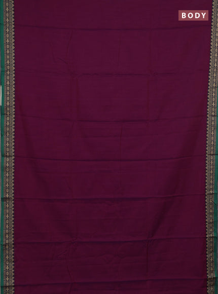 Narayanpet cotton saree purple and green with plain body and thread woven border
