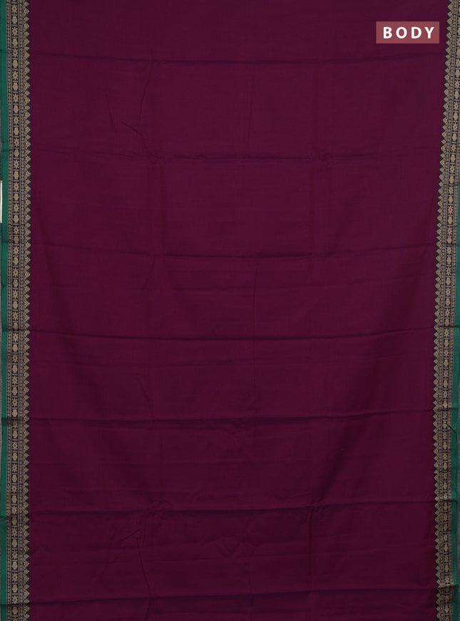 Narayanpet cotton saree purple and green with plain body and thread woven border