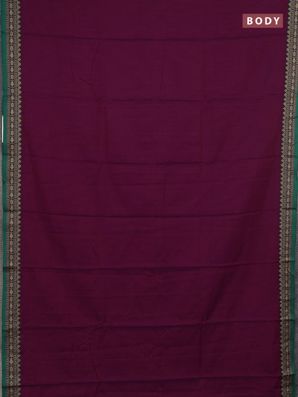 Narayanpet cotton saree purple and green with plain body and thread woven border