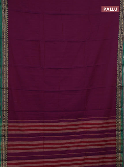 Narayanpet cotton saree purple and green with plain body and thread woven border