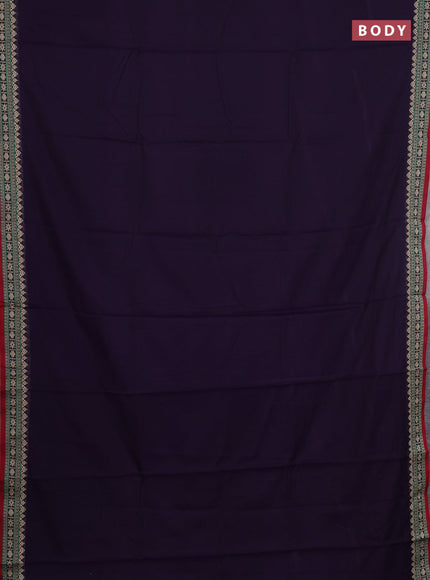 Narayanpet cotton saree violet and maroon with plain body and thread woven border