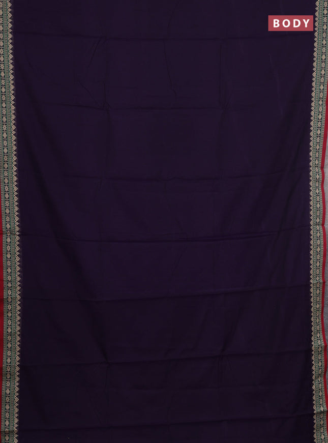 Narayanpet cotton saree violet and maroon with plain body and thread woven border
