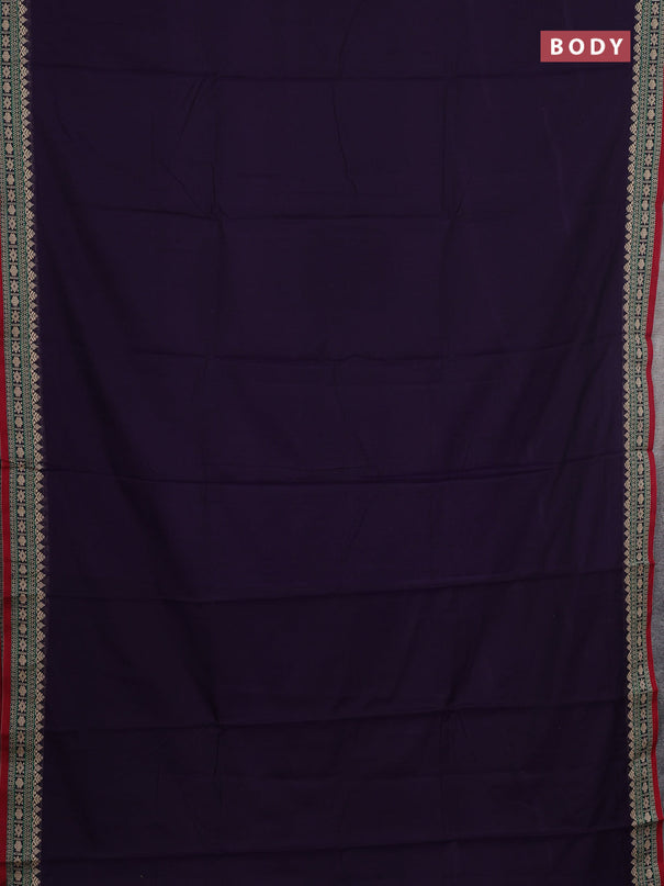 Narayanpet cotton saree violet and maroon with plain body and thread woven border
