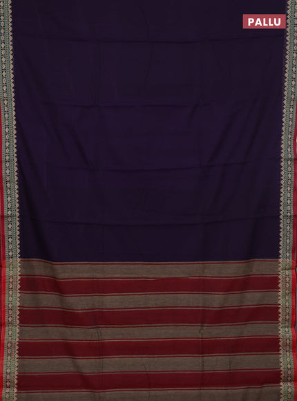Narayanpet cotton saree violet and maroon with plain body and thread woven border