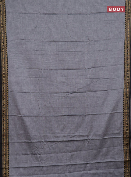 Narayanpet cotton saree grey and black with plain body and thread woven border