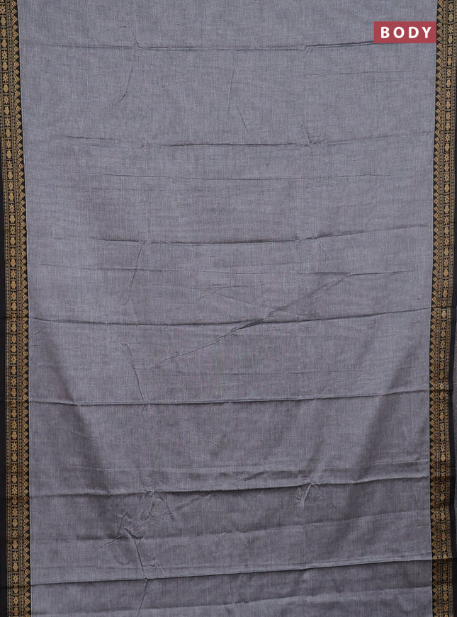 Narayanpet cotton saree grey and black with plain body and thread woven border