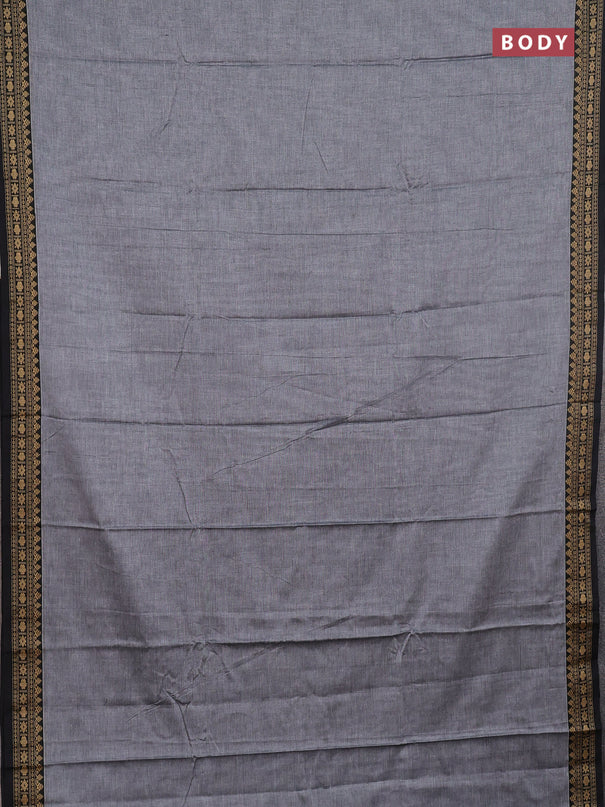 Narayanpet cotton saree grey and black with plain body and thread woven border