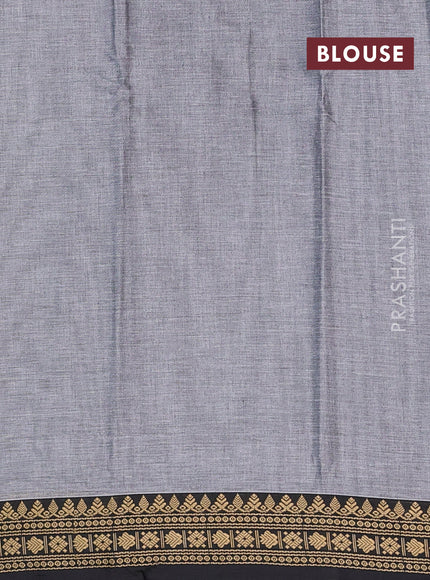 Narayanpet cotton saree grey and black with plain body and thread woven border