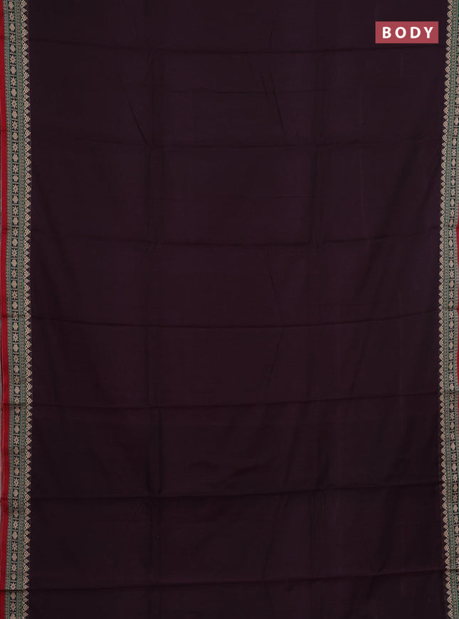 Narayanpet cotton saree deep wine shade and maroon with plain body and thread woven border