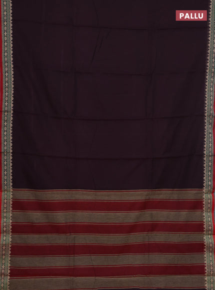 Narayanpet cotton saree deep wine shade and maroon with plain body and thread woven border