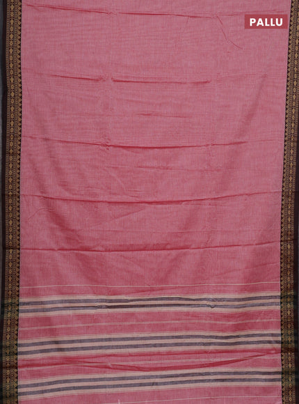 Narayanpet cotton saree red shade and deep wine with plain body and thread woven border