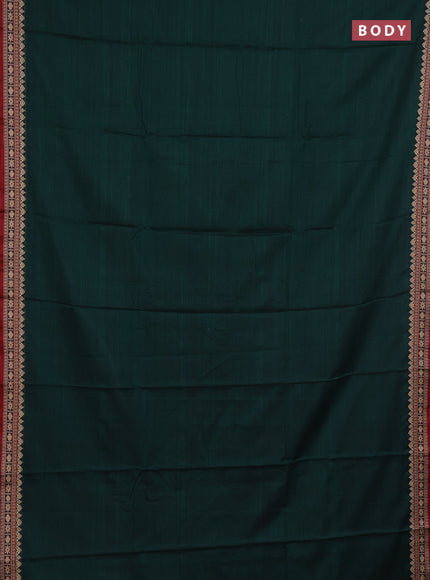 Narayanpet cotton saree green and maroon with plain body and thread woven border