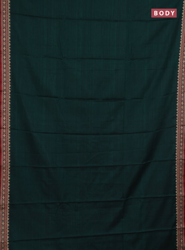 Narayanpet cotton saree green and maroon with plain body and thread woven border